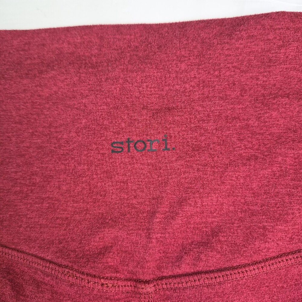 Stori Leggings Sz 6 Heavyweight Double Brush Soft Pockets Burgundy Heather Yoga - Picture 4 of 8